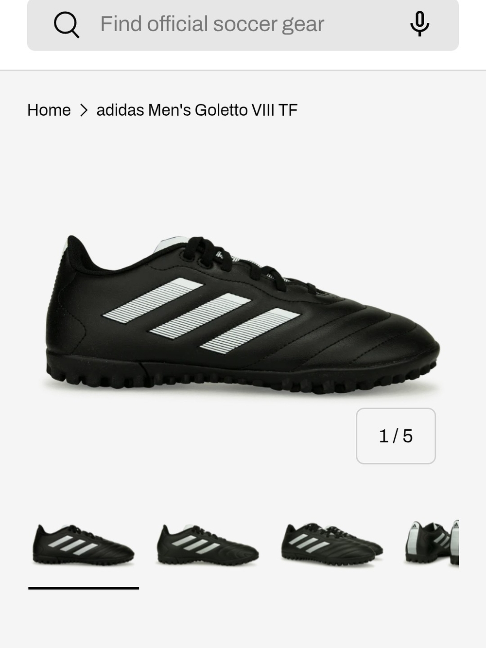 adidas Black and White Golettо VIII TF Turf Soccer Shoes